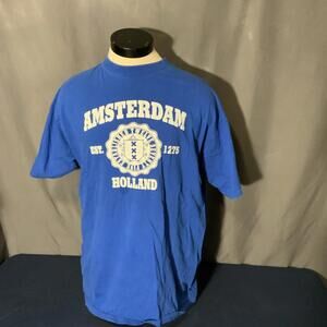 Vintage Amsterdam Holland Cotton Tee Unisex Xxl Blue